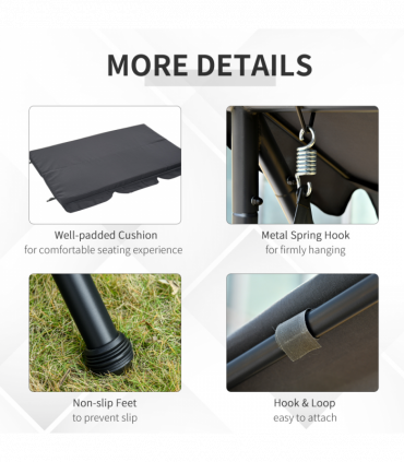 2-in-1 Patio Swing Chair Lounger 3 Seater Hammock Bed Dark Grey Cushion