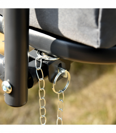 2-in-1 Patio Swing Chair Lounger 3 Seater Hammock Bed Dark Grey Cushion