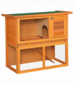 2-tier Rabbit Hutch Small Animal Wooden Vintage Yellow Green 90L x 45W x 80H cm