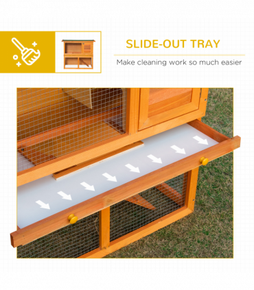 2-tier Rabbit Hutch Small Animal Wooden Vintage Yellow Green 90L x 45W x 80H cm