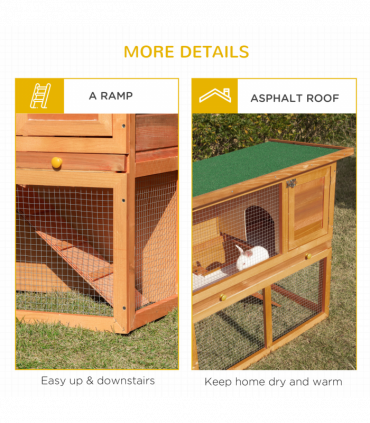 2-tier Rabbit Hutch Small Animal Wooden Vintage Yellow Green 90L x 45W x 80H cm
