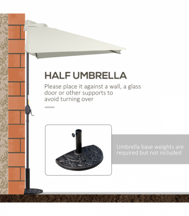 Garden Balcony Half Round Umbrella Metal Parasol Beige 230L x 130W x 245H cm