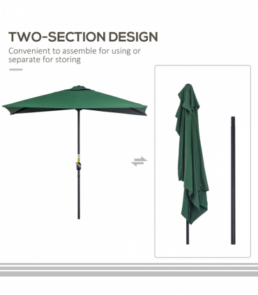 Metal Green 230L x 130W x 245H cm Garden Half Round Umbrella UV Resistant