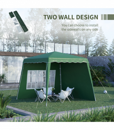 2.4 x 2.4m UV50+ Pop Up Gazebo Canopy Tent with Carry Bag, Green