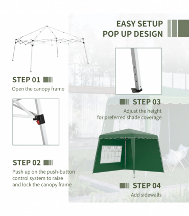 2.4 x 2.4m UV50+ Pop Up Gazebo Canopy Tent with Carry Bag, Green
