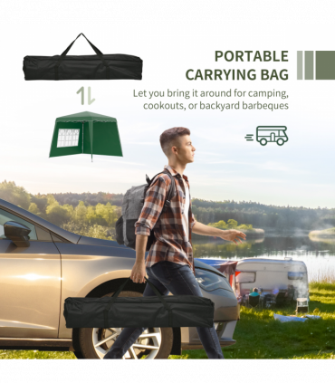2.4 x 2.4m UV50+ Pop Up Gazebo Canopy Tent with Carry Bag, Green