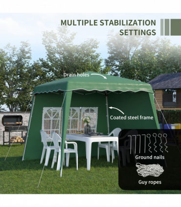 2.4 x 2.4m UV50+ Pop Up Gazebo Canopy Tent with Carry Bag, Green