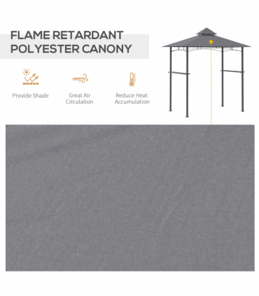2.5M 8ft New Double-Tier BBQ Gazebo Grill Canopy Barbecue Grey