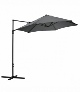2.5M Garden Cantilever Parasol W/ 360 Rotation and Cross Base, Dark Grey