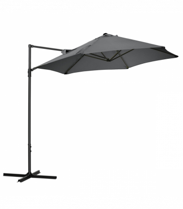 2.5M Garden Cantilever Parasol W/ 360 Rotation and Cross Base, Dark Grey