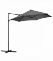 2.5M Garden Cantilever Parasol W/ 360 Rotation and Cross Base, Dark Grey
