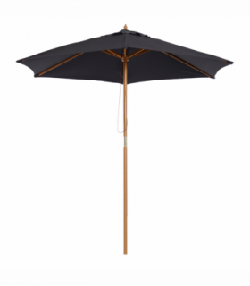 Wood Black 2.5m x 2.3m Garden Parasol Sun Shade Patio Outdoor Wooden Umbrella