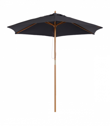 Wood Black 2.5m x 2.3m Garden Parasol Sun Shade Patio Outdoor Wooden Umbrella