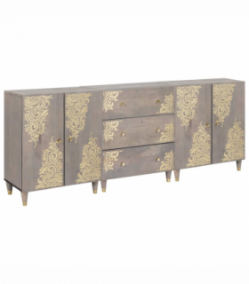 vidaXL Bathroom Cabinet Set 3 pcs Grey and Gold 180 x 33 x 75 cm