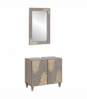 vidaXL Bathroom Cabinet Set Wall-mounted 2 pcs Grey Solid Mango Wood