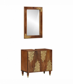 vidaXL Bathroom Cabinet Set 2 pcs Honey Brown Solid Mango Wood
