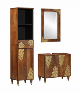 vidaXL Bathroom Cabinet Set 3 pcs Honey Brown Solid Mango Wood