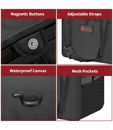 Car Rubbish Bin with Lid Waterproof Leakproof Interior- Large / Black