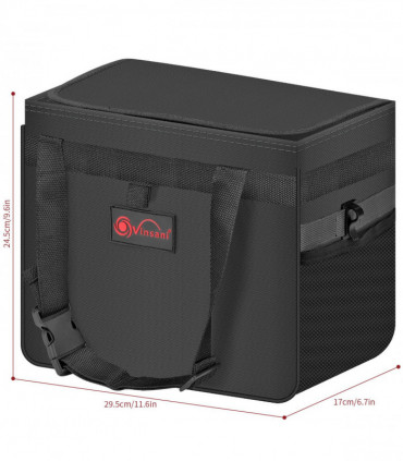 Car Rubbish Bin with Lid Waterproof Leakproof Interior- Large / Black