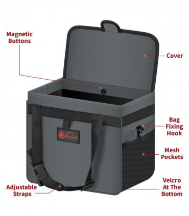 Car Rubbish Bin with Lid Waterproof Leakproof Interior- Large / Grey