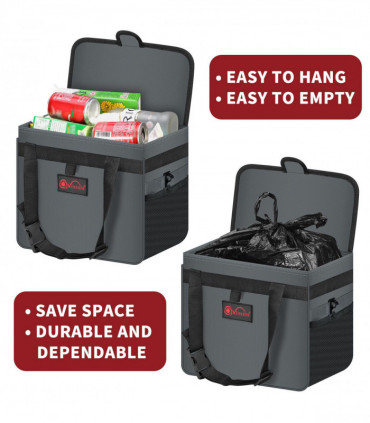 Car Rubbish Bin with Lid Waterproof Leakproof Interior- Large / Grey