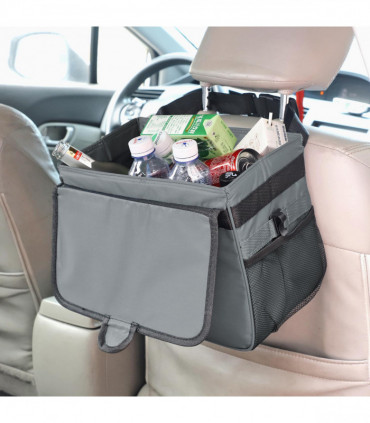 Car Rubbish Bin with Lid Waterproof Leakproof Interior- Large / Grey