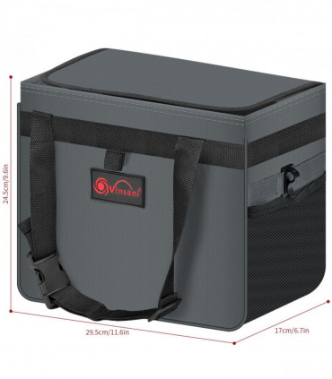 Car Rubbish Bin with Lid Waterproof Leakproof Interior- Large / Grey