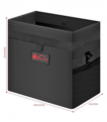 Car Rubbish Bin with Lid Waterproof Leakproof Interior- Medium / Black