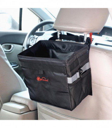 Car Rubbish Bin with Lid Waterproof Leakproof Interior- Medium / Black