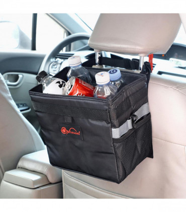 Car Rubbish Bin with Lid Waterproof Leakproof Interior- Medium / Black