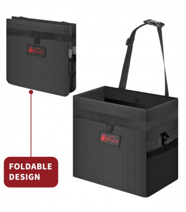 Car Rubbish Bin with Lid Waterproof Leakproof Interior- Medium / Black