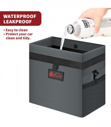 Car Rubbish Bin with Lid Waterproof Leakproof Interior- Medium / Grey