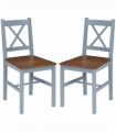 Dining Chairs Set of 2, Pine Wood Frame, Cross Back for Kitchen Grey