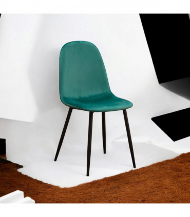 GREEN FABRIC CHAIR BLACK METAL LEGS