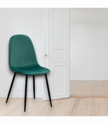 GREEN FABRIC CHAIR BLACK METAL LEGS
