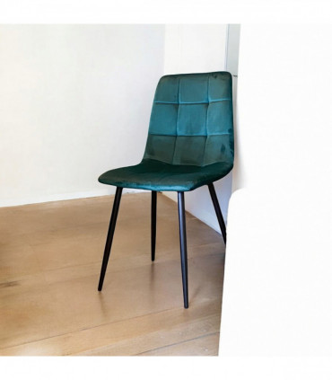 GREEN FABRIC CHAIR BLACK METAL LEGS