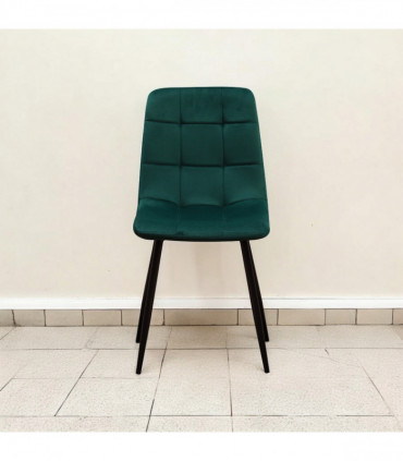 GREEN FABRIC CHAIR BLACK METAL LEGS