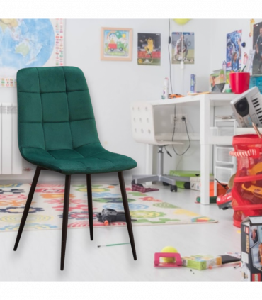 GREEN FABRIC CHAIR BLACK METAL LEGS