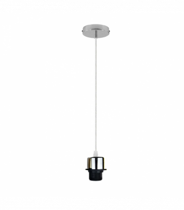 Chrome Pendant Light Fitting, E27 UK Holder Set With PVC Cable, 117cm Height