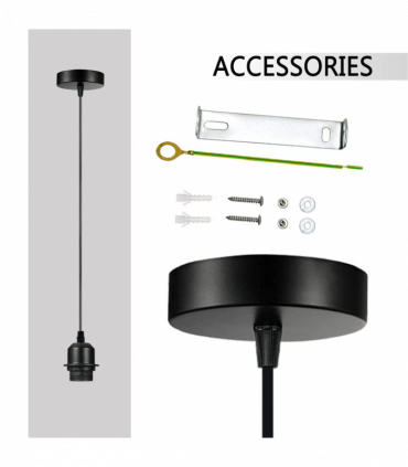 Chrome Pendant Light Fitting, E27 UK Holder Set With PVC Cable, 117cm Height