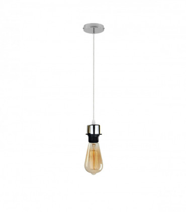 Pendant Light Holder Industrial Chrome E27 Lamp Fitting Set With PVC Cable