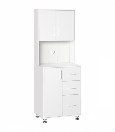 Kitchen Buffet Storage,2 Cabinets, 3 Drawers , 60x40x150cm, White