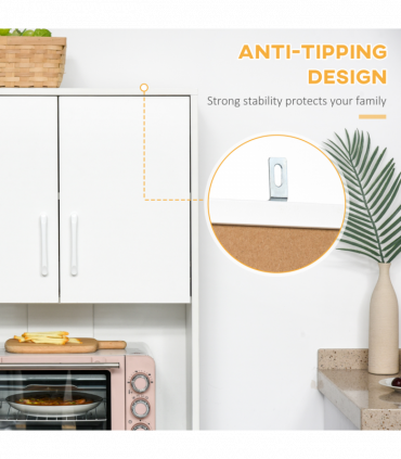 Kitchen Buffet Storage,2 Cabinets, 3 Drawers , 60x40x150cm, White