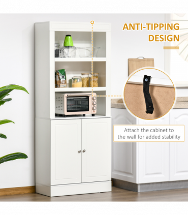 Kitchen Cupboard White MDF and particle board 74.6 x 35.5 x 182.5 cm Double-door