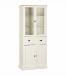 Kitchen Cupboard, 5-tier Storage Cabinet with Adjustable Shelves, Cream