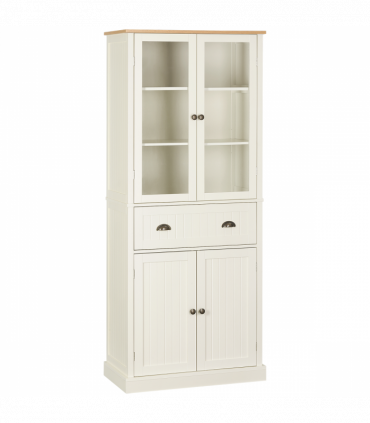 Kitchen Cupboard, 5-tier Storage Cabinet with Adjustable Shelves, Cream