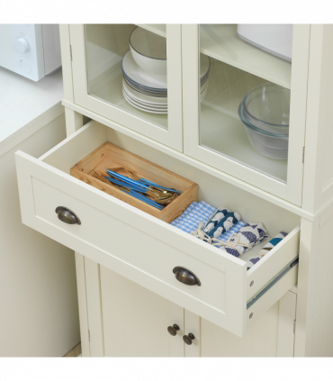 Kitchen Cupboard, 5-tier Storage Cabinet with Adjustable Shelves, Cream