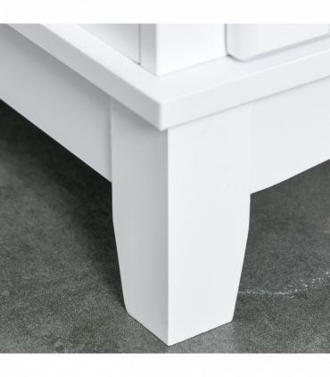 Kitchen Cupboard, Framed Glass Doors, 2 Drawers, Microwave Counter, White