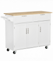 Kitchen Island Utility Cart, with 2 Storage Drawers Cabinets Dining Room White