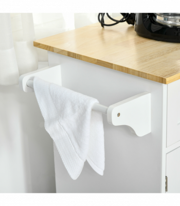 Kitchen Island Utility Cart, with 2 Storage Drawers Cabinets Dining Room White